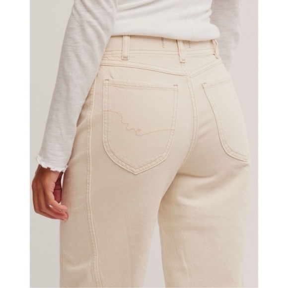 NWT Free People Aster Straight Leg Jeans We The Free in Cream - Picture 13 of 14